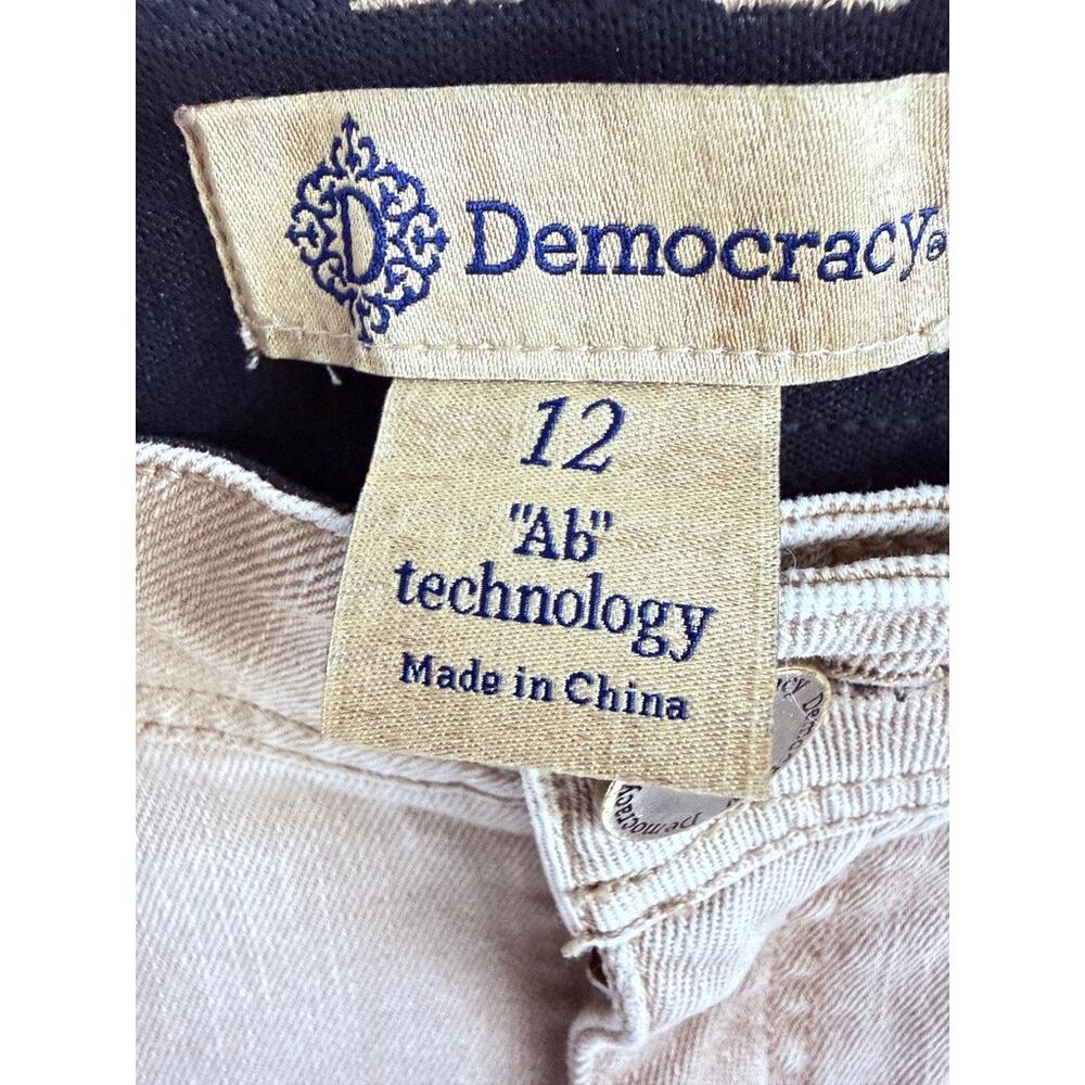 Democracy “Ab” Technology Cropped Jeans Size 12 Beige Raw Hem Neutral Denim - Picture 5 of 6